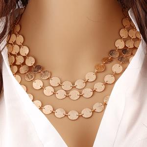 Gold Multi Layer Sequins Necklace 