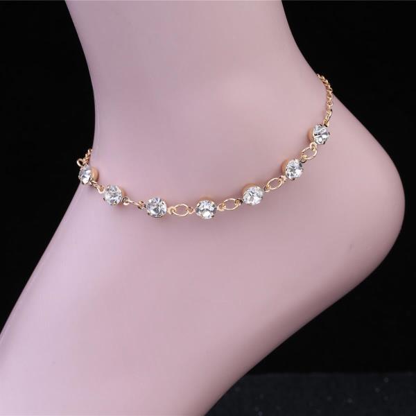 Shining Simple Circle Crystal Anklet