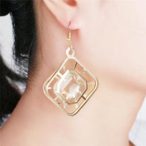 Chic Gold Square Crystal Pendant Earrings