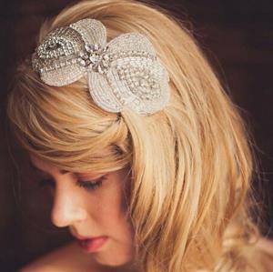 Silver Rhinestone Elastic Headband