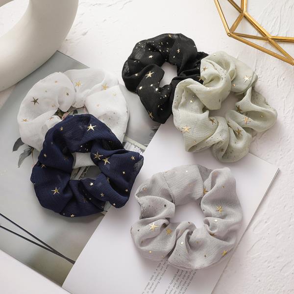  Shinny Chiffon Star Elastic Scrunchies Hair Tie