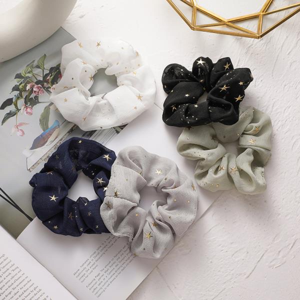  Shinny Chiffon Star Elastic Scrunchies Hair Tie