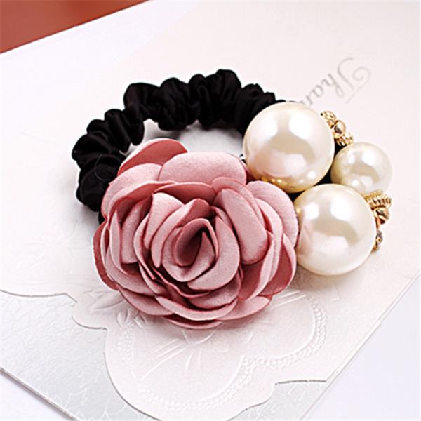 Pearl Rose Flower Scrunchies Hair Tie