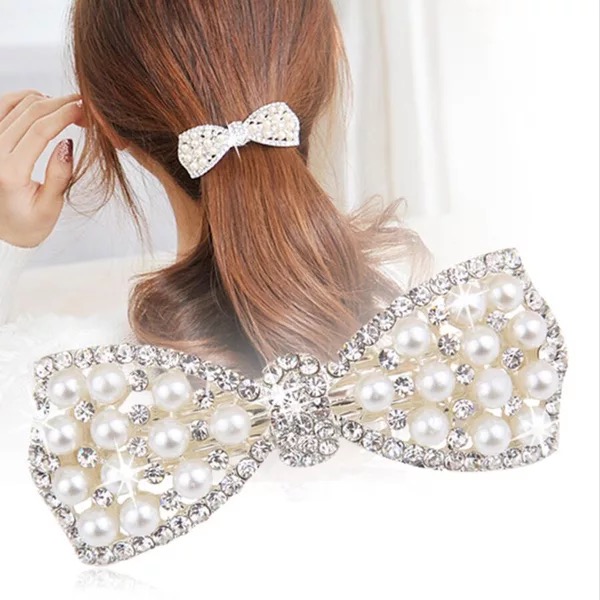 Full Crystal Bow Barrette Hair Pin