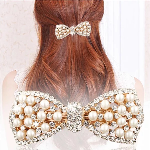 Full Crystal Bow Barrette Hair Pin