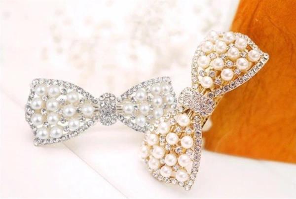 Full Crystal Bow Barrette Hair Pin