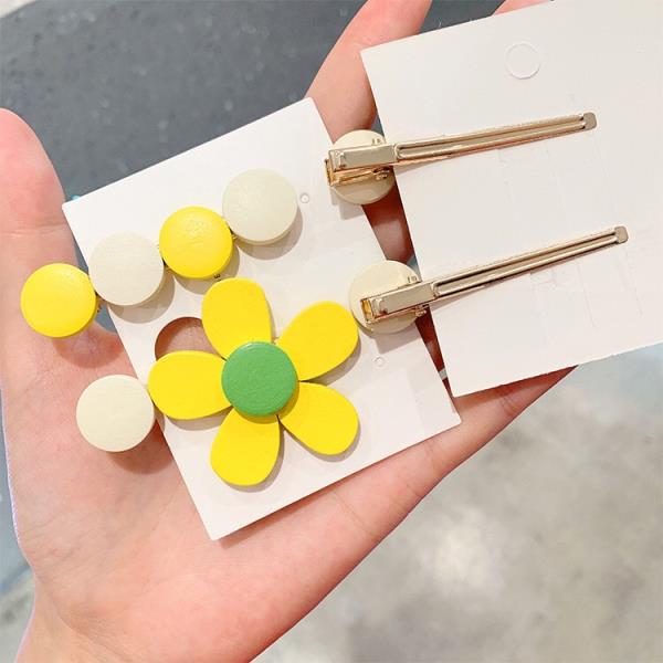 2 Wooden Sunflower Hair Pins