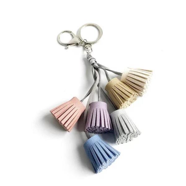 Fashion Multicolour PU Leather Tassel Keychain