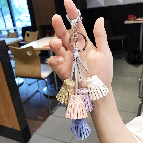 Fashion Multicolour PU Leather Tassel Keychain