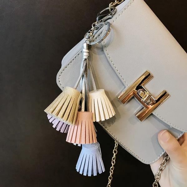 Fashion Multicolour PU Leather Tassel Keychain