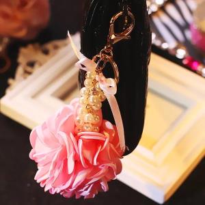 Chiffon Camellia Flower Pendant Keychain