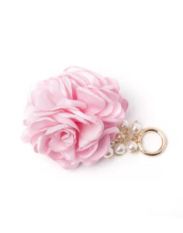 Chiffon Camellia Flower Pendant Keychain