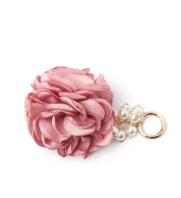 Chiffon Camellia Flower Pendant Keychain