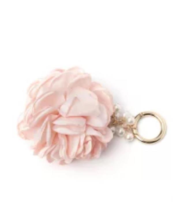 Chiffon Camellia Flower Pendant Keychain