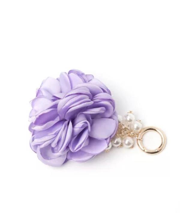 Chiffon Camellia Flower Pendant Keychain