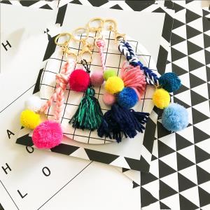 Pom Pom Knit Woven Ball Keyring