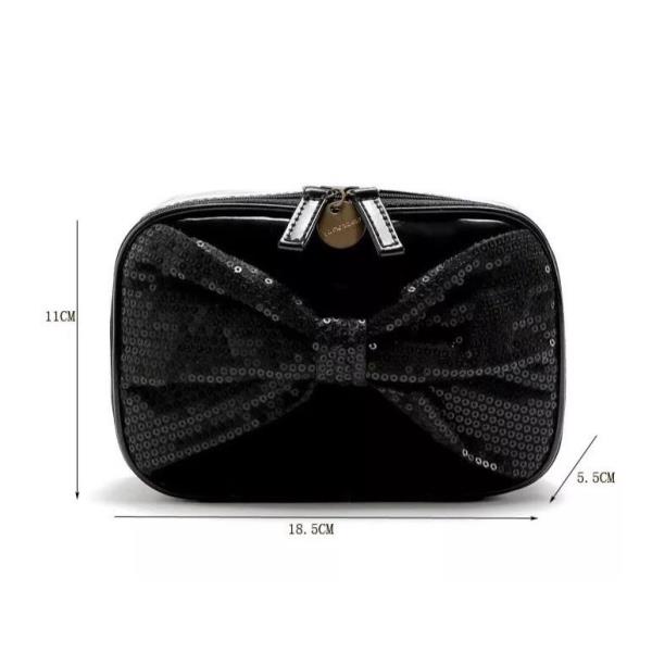 Shining Black Bow Knot Makeup Cosmetic Bag