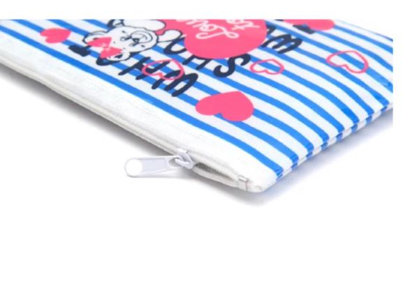 Cartoon Blue Bear Strip Waterproof Cosmetic Bag