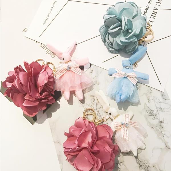 Cartoon Chiffon Flower Ballet Rabbit Keychain