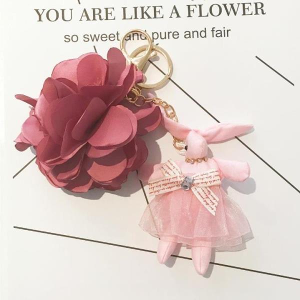 Cartoon Chiffon Flower Ballet Rabbit Keychain