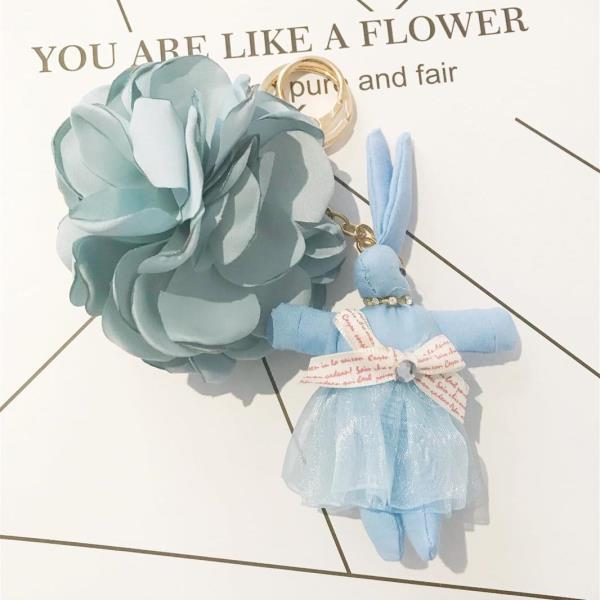 Cartoon Chiffon Flower Ballet Rabbit Keychain