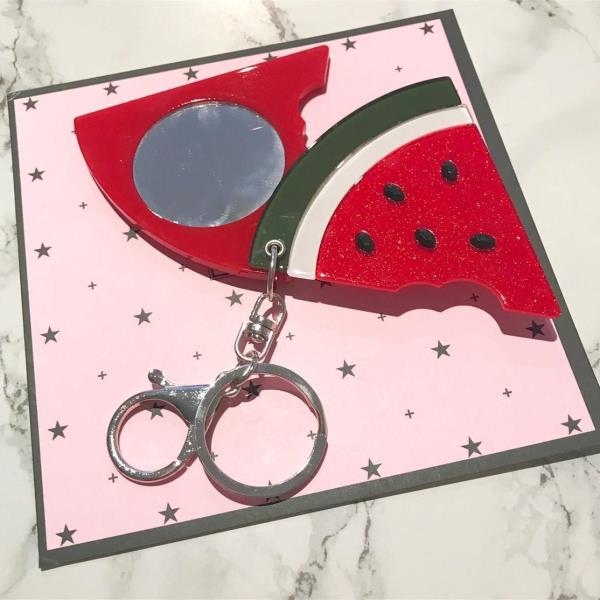 Watermelon Portable Handhold Mirror Keyring