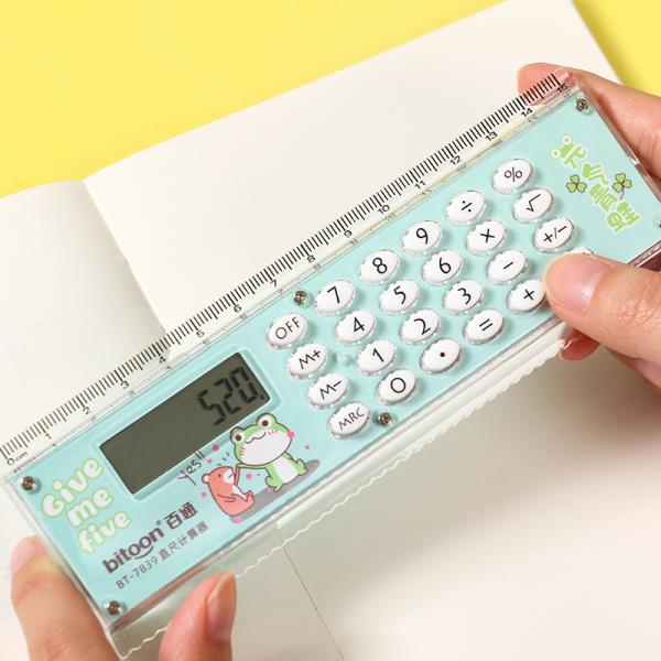 2 In 1 Cartoon Multifunctional Calculator Ruler