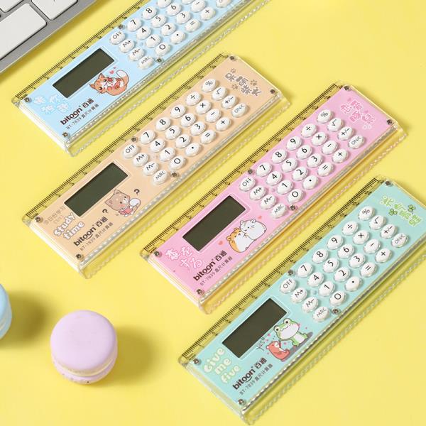 2 In 1 Cartoon Multifunctional Calculator Ruler