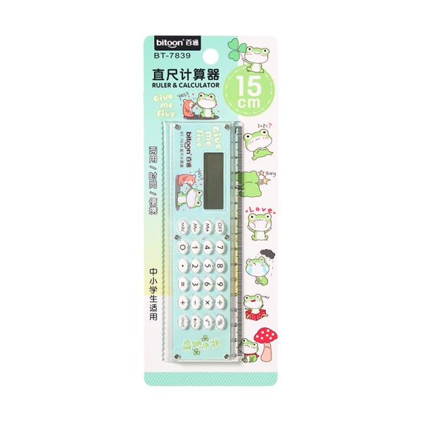 2 In 1 Cartoon Multifunctional Calculator Ruler