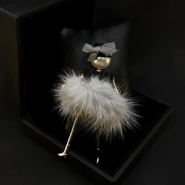 French Fur Pearl Ballet Girl Brooch