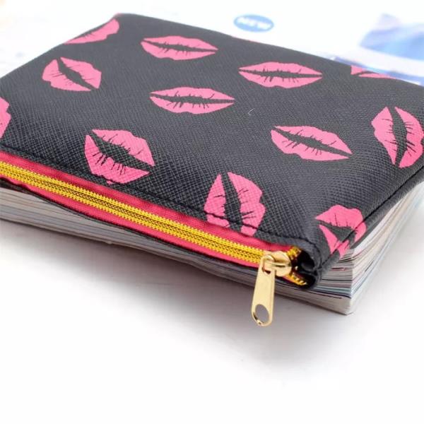 Kiss Cat Leather Cosmetic Bag