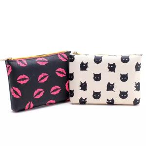 Red Heart Zebra Print Cosmetic Bag