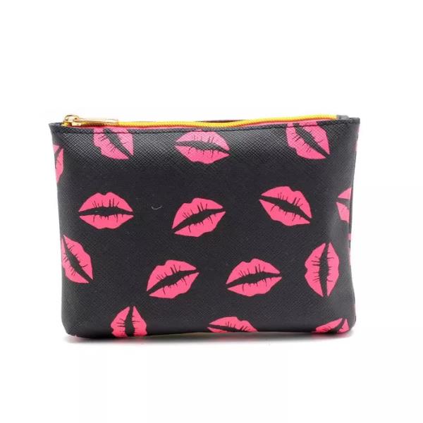 Kiss Cat Leather Cosmetic Bag