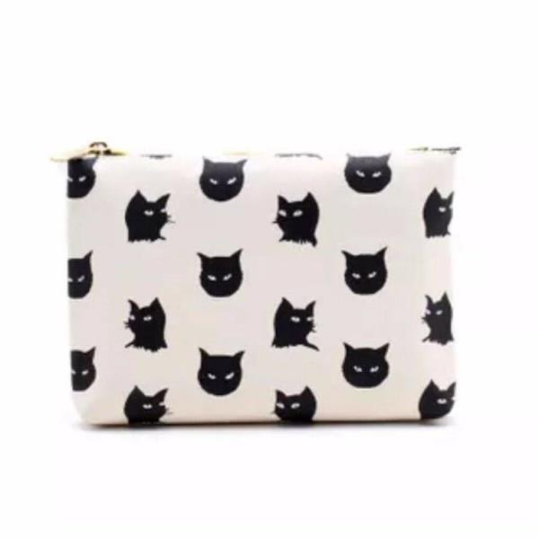 Kiss Cat Leather Cosmetic Bag