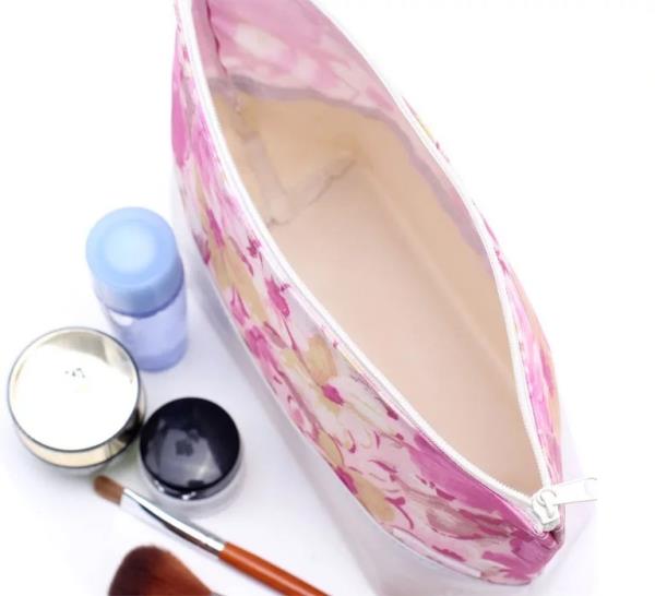 Pink Rose Flower Waterproof Cosmetic Bag