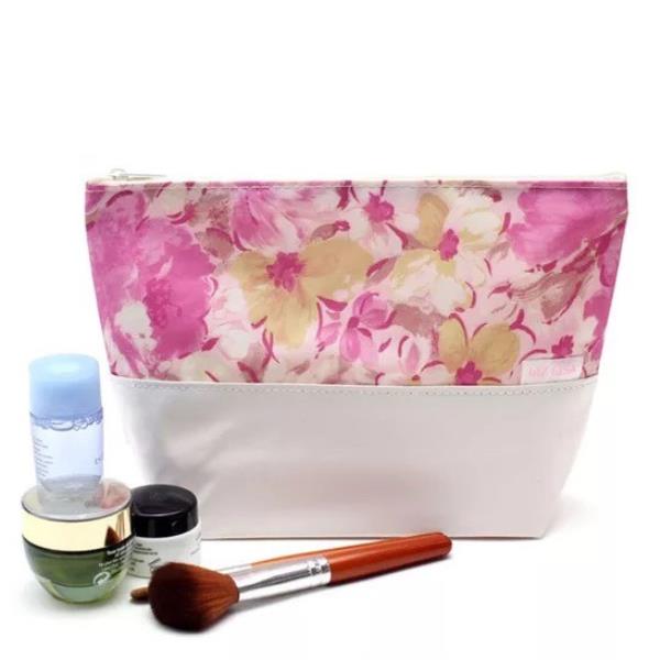 Pink Rose Flower Waterproof Cosmetic Bag