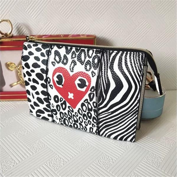 Red Heart Zebra Print Cosmetic Bag