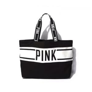 Large Black Canvas Shopping Tote