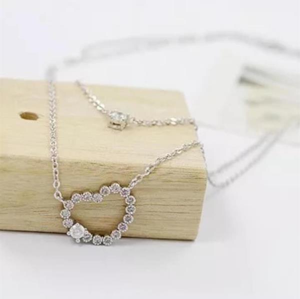 Full Rhinestone Double Layer Silver Necklace