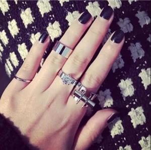 4 Pcs Silver Cool Midi Finger Knuckle Ring Set