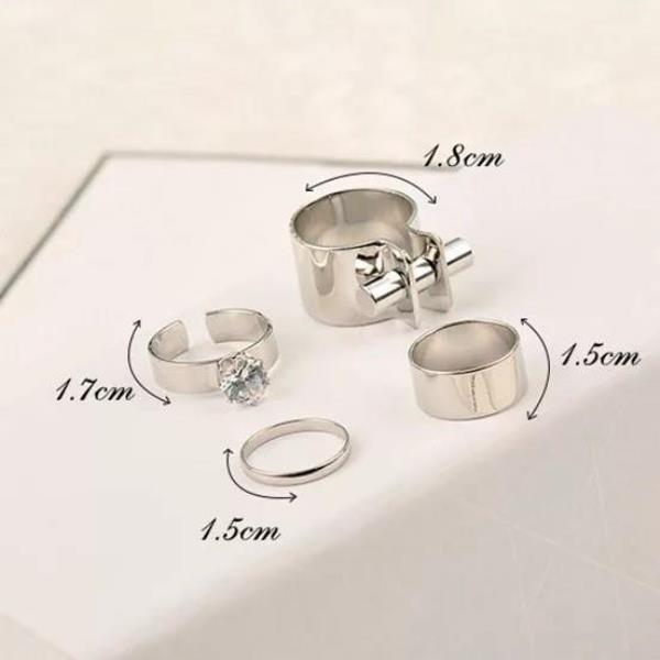 4 Pcs Silver Cool Midi Finger Knuckle Ring Set