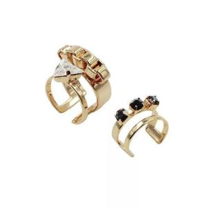 Gold Plated Rhinestone Square Midi Finger Ring