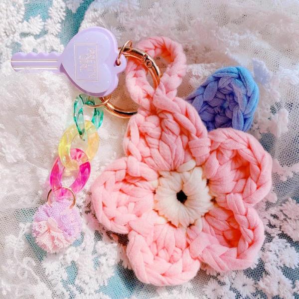 Woven Knit Flower Keyring Bag Decoration