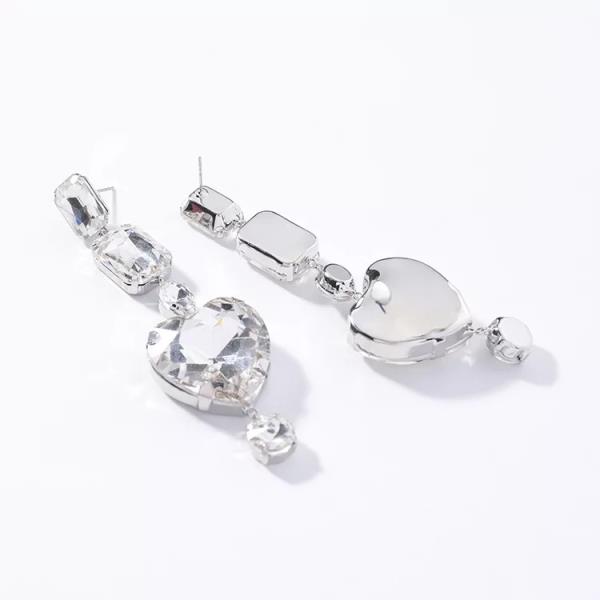 Full Crystal Love Heart Pendant Earrings