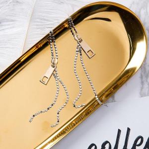  Chic Zip Shape Metal Tassel Long Earrings