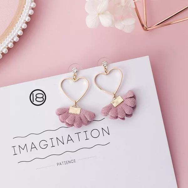 Fairy Pink Crystal Pendant Flower Earrings