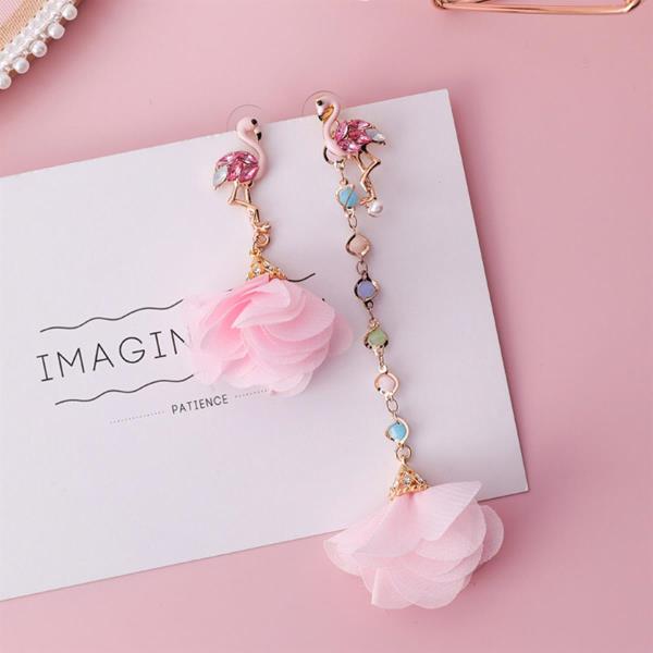 Fairy Pink Crystal Pendant Flower Earrings