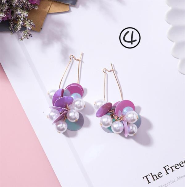 Sweet Lace Purple Pearl Flower Earrings