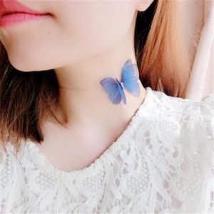 Blue Butterfly Invisible Line Necklace