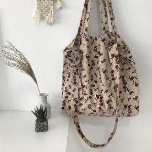 Retro Vintage Corduroy Flower Tote